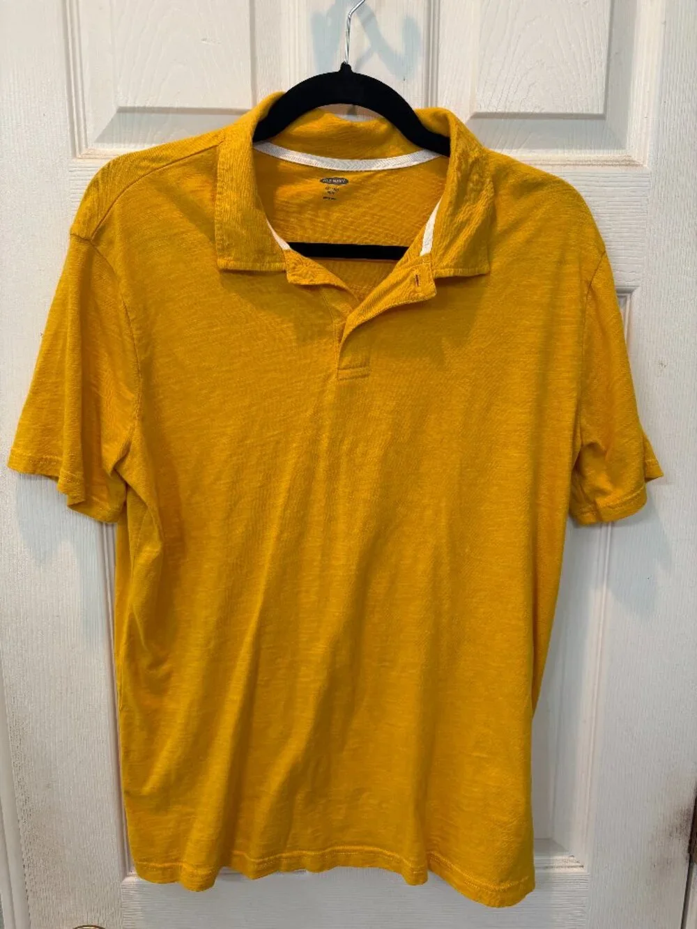 🛍️ Old Navy Mustard Yellow Slub Knit Short Sleeve Polo Shirt Kids XXL 18 Plus
